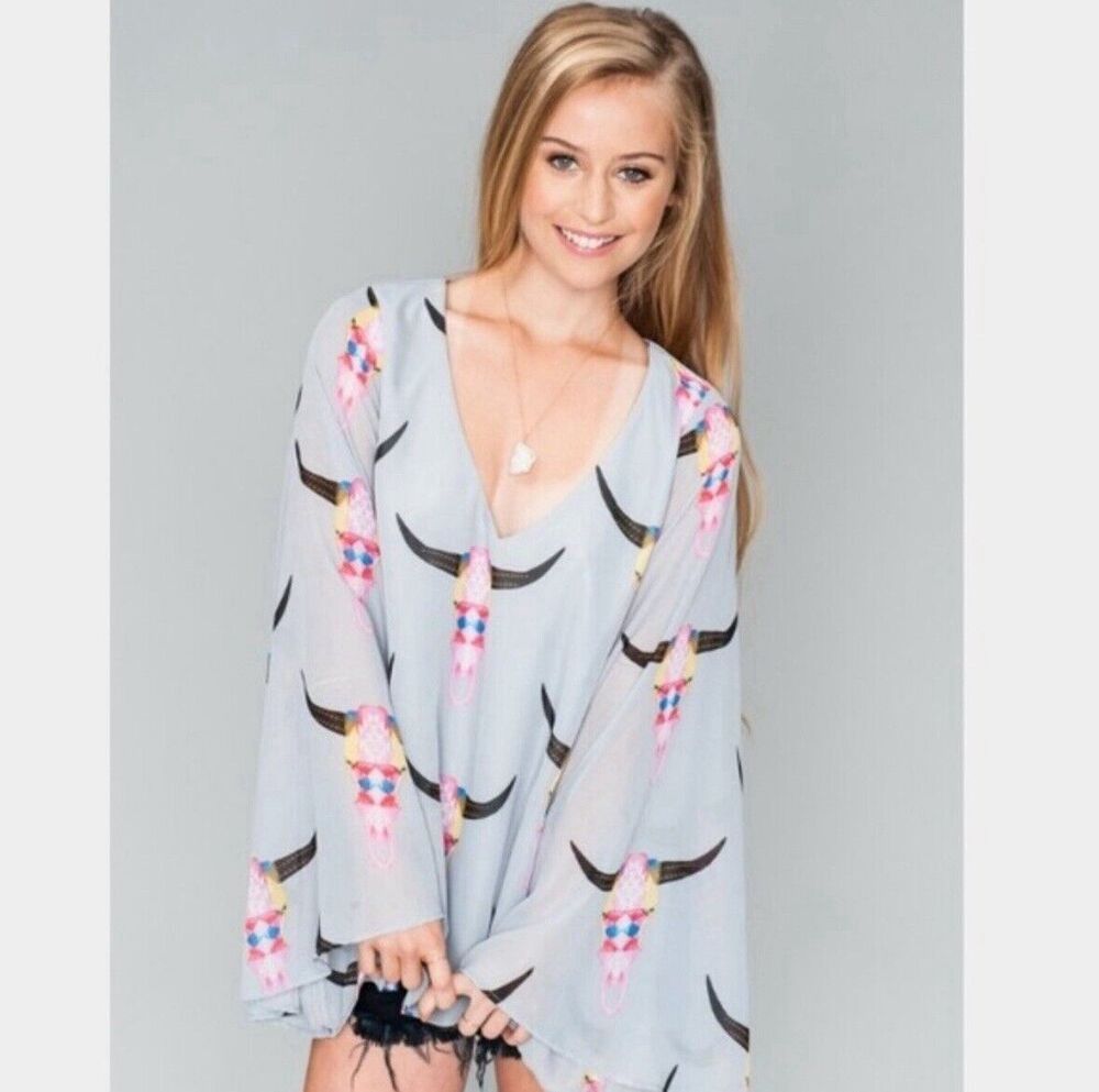 Show Me Your Mumu Lite Bright Bull Blouse Size Medium